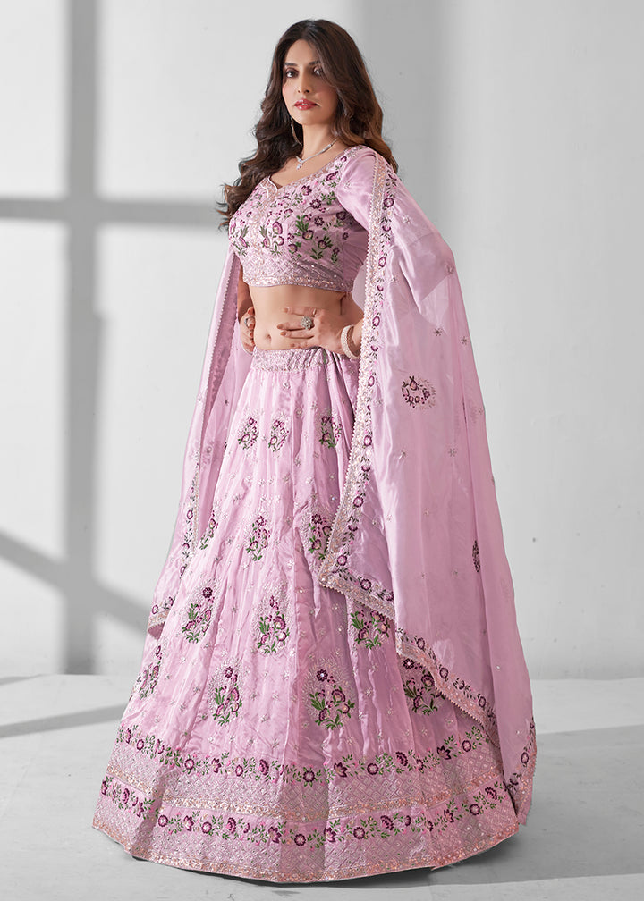 Buy Now Soft Pink Multi Embroidered Wedding Festive Lehenga Choli Online in USA, UK, Canada & Worldwide at Empress Clothing.