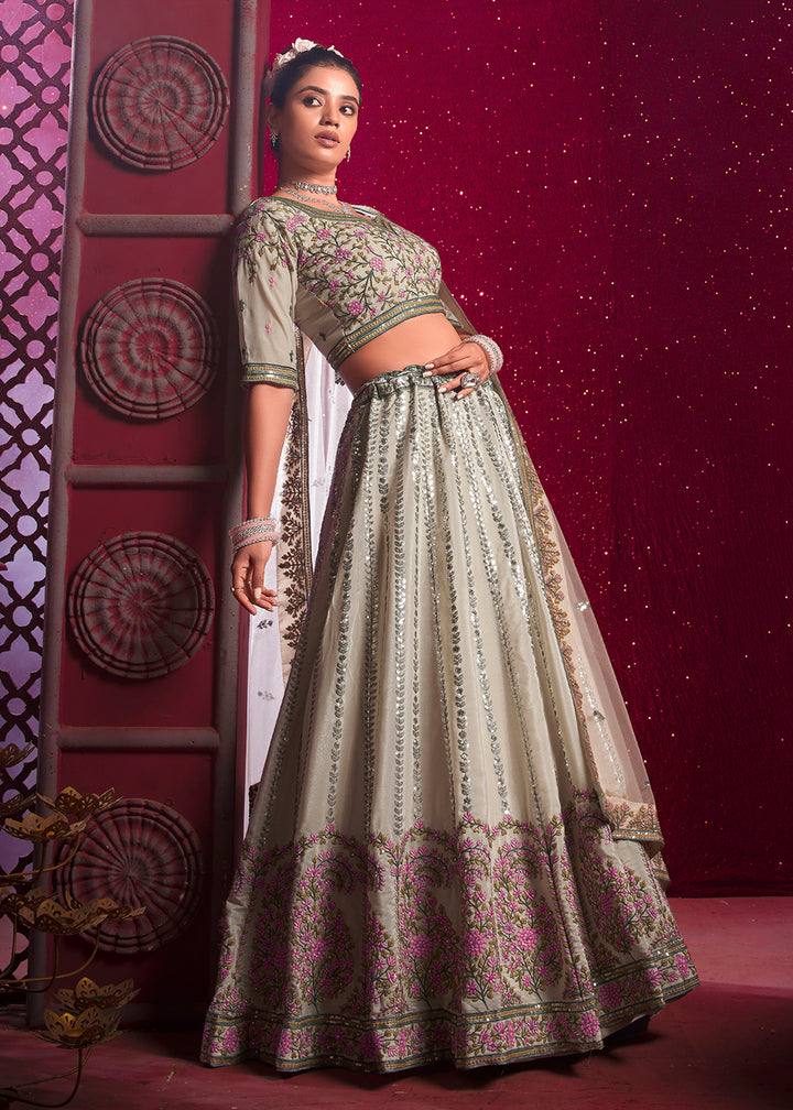 Buy Now Cream Premium Silk Embroidered Bridesmaids Lehenga Choli Online in USA, UK, Canada & Worldwide at Empress Clothing.