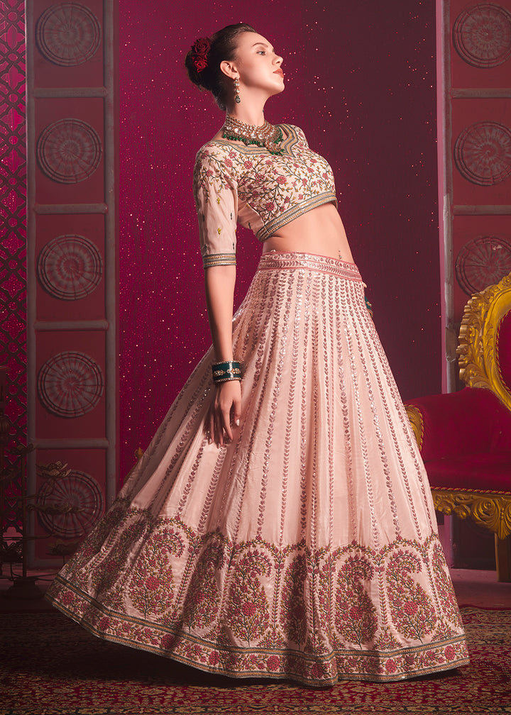 Buy Now Peach Premium Silk Embroidered Bridesmaids Lehenga Choli Online in USA, UK, Canada & Worldwide at Empress Clothing. 