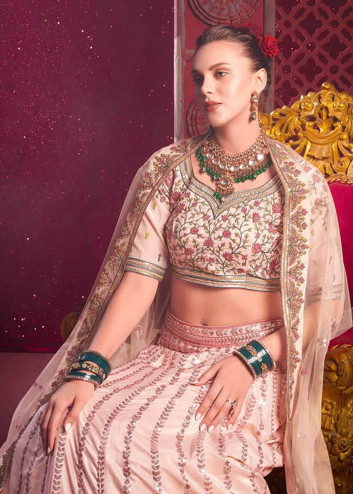 Buy Now Peach Premium Silk Embroidered Bridesmaids Lehenga Choli Online in USA, UK, Canada & Worldwide at Empress Clothing. 