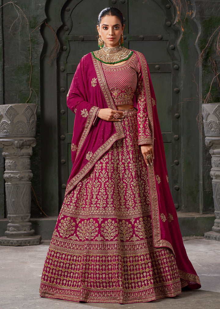 Buy Now Queen Pink Cording Embroidered Georgette Lehenga Choli Online in USA, UK, Canada & Worldwide at Empress Clothing.