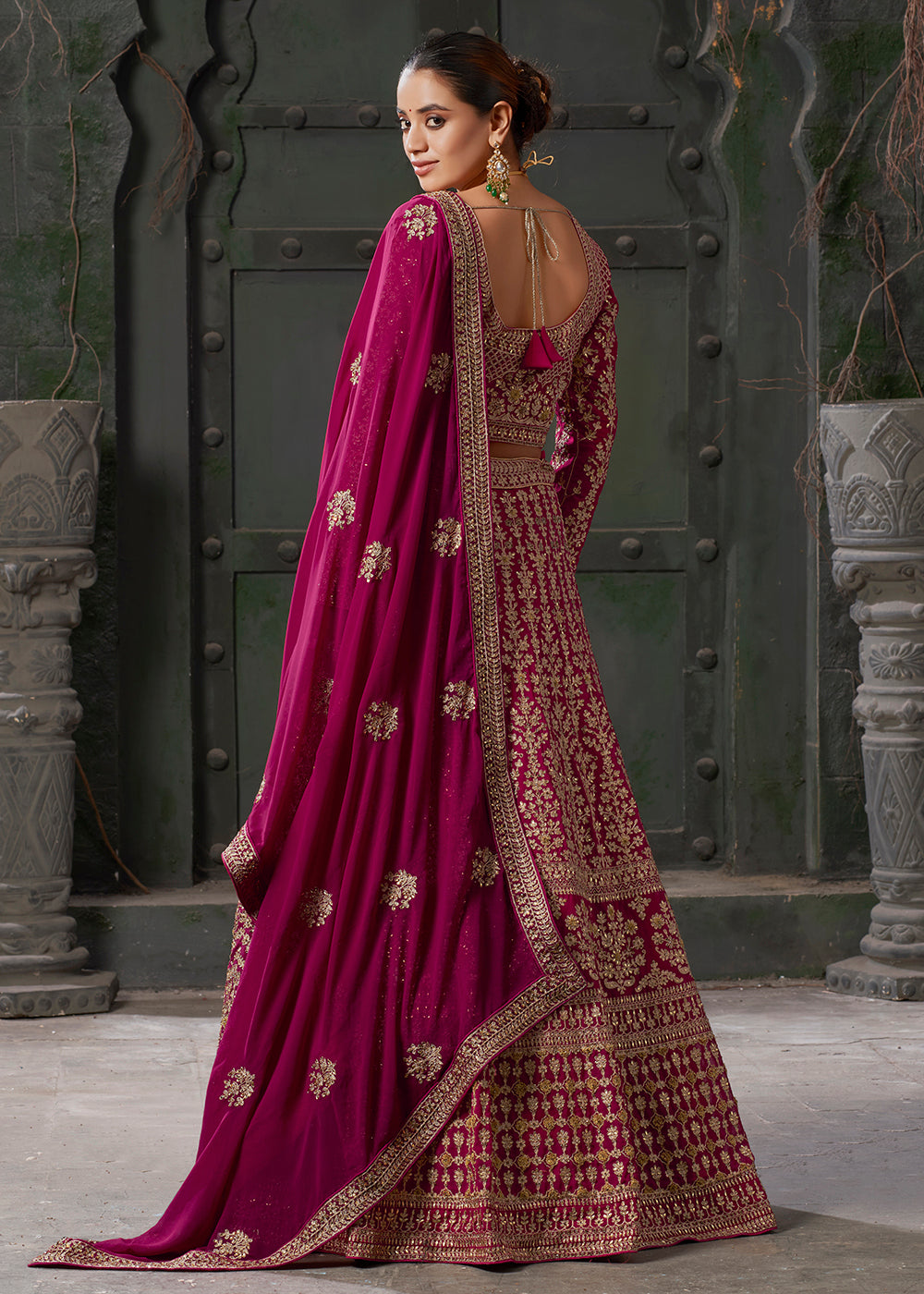 Buy Now Queen Pink Cording Embroidered Georgette Lehenga Choli Online in USA, UK, Canada & Worldwide at Empress Clothing.