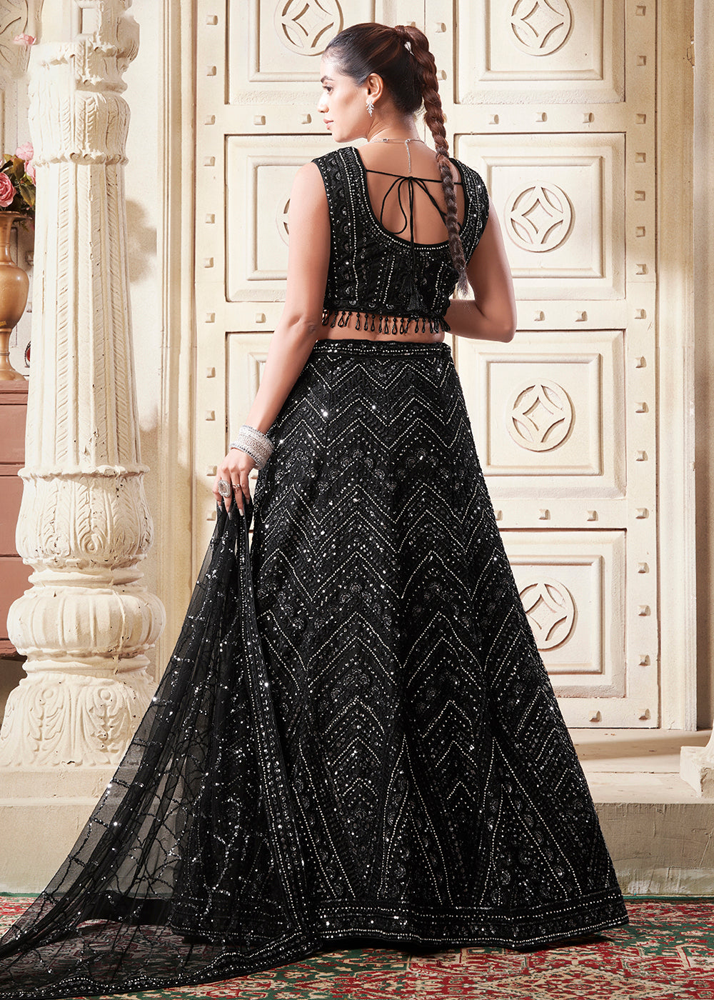 Buy Now Lovely Black Premium Net Sequins Designer Lehenga Choli Online in USA, UK, Canada & Worldwide at Empress Clothing. 