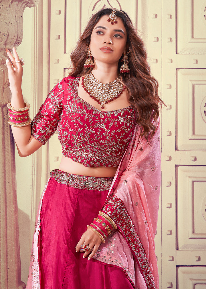 Buy Now Premium Pink Sequins Embroidered Designer Lehenga Choli Online in USA, UK, Canada & Worldwide at Empress Clothing.