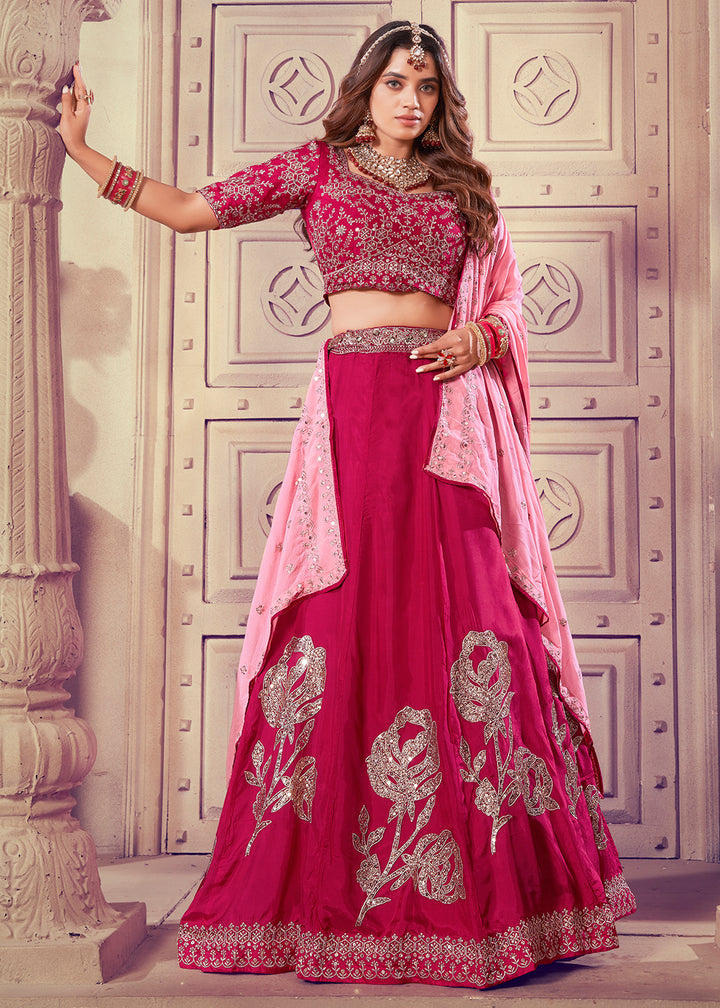 Buy Now Premium Pink Sequins Embroidered Designer Lehenga Choli Online in USA, UK, Canada & Worldwide at Empress Clothing.