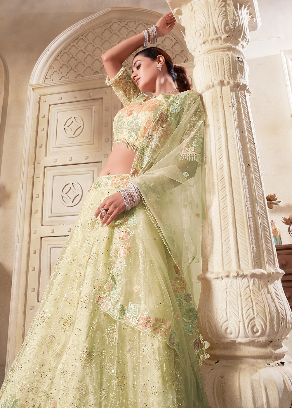 Buy Now Lemon Yellow Wedding Style Designer Lehenga Choli Online in USA, UK, Canada, UAE & Worldwide at Empress Clothing.