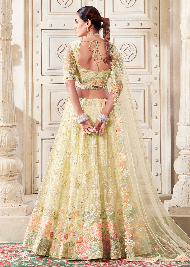 Buy Now Lemon Yellow Wedding Style Designer Lehenga Choli Online in USA, UK, Canada, UAE & Worldwide at Empress Clothing.