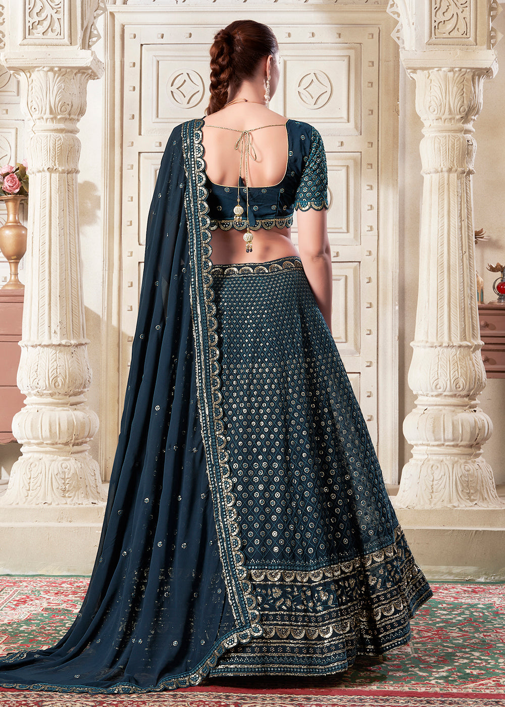 Buy Now Dark Peach Wedding Style Designer Lehenga Choli Online in USA, UK, Canada, UAE & Worldwide at Empress Clothing. 