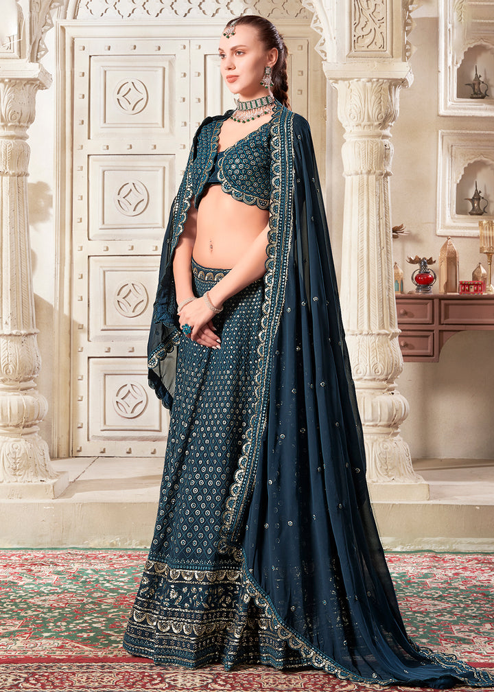 Buy Now Dark Peach Wedding Style Designer Lehenga Choli Online in USA, UK, Canada, UAE & Worldwide at Empress Clothing. 