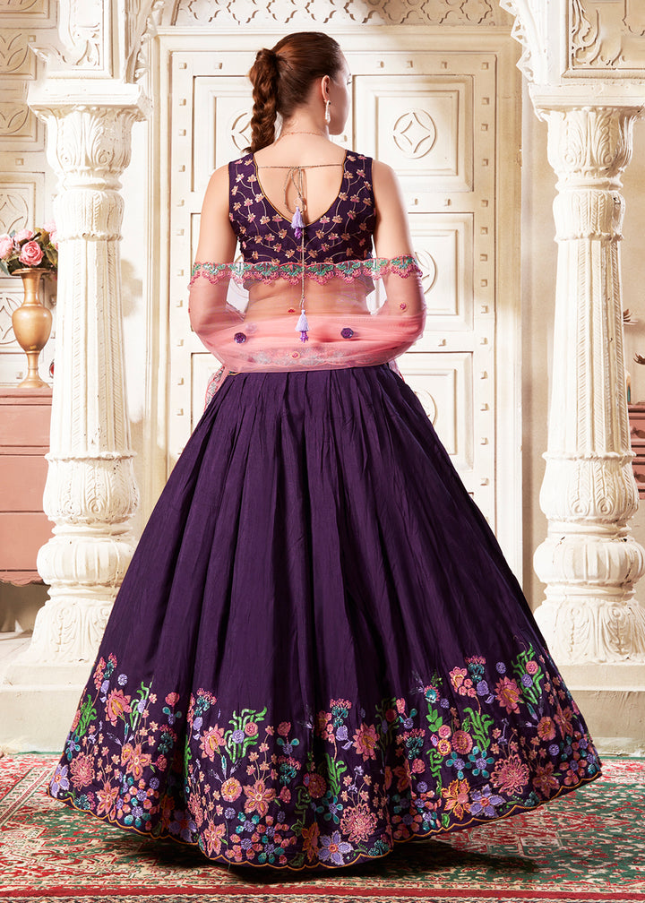 Buy Now Plum Wine Wedding Style Designer Lehenga Choli Online in USA, UK, Canada, UAE & Worldwide at Empress Clothing.