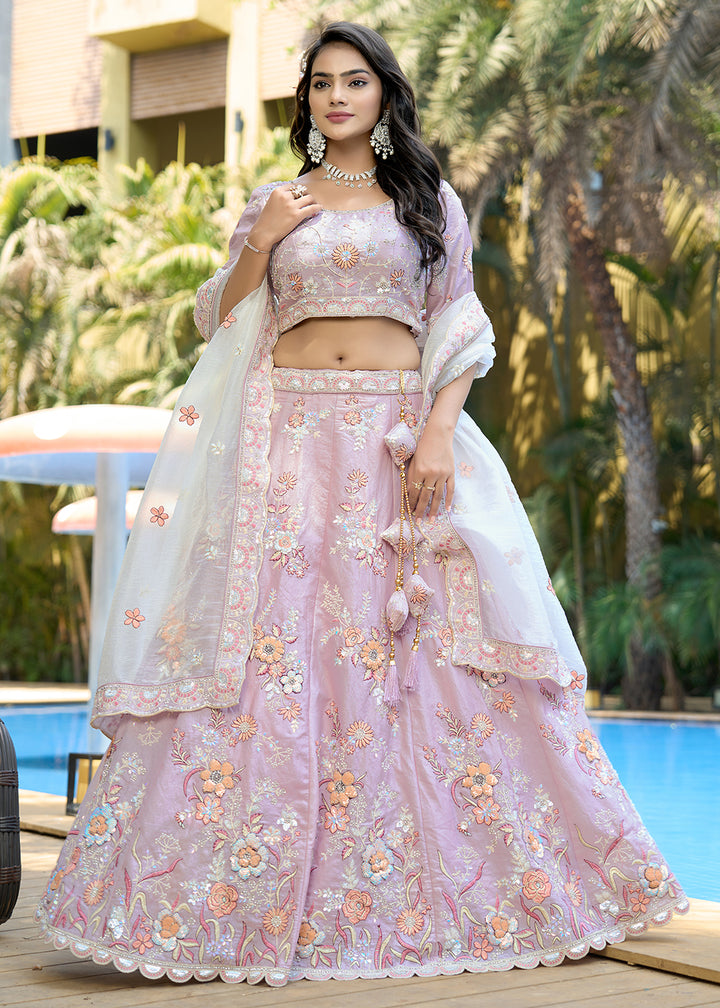 Buy Now Purple Heavy Embroidered Wedding Bridal Lehenga Choli Online in USA, UK, Canada, France, Italy, Germany, Australia, UAE & Worldwide at Empress Clothing.
