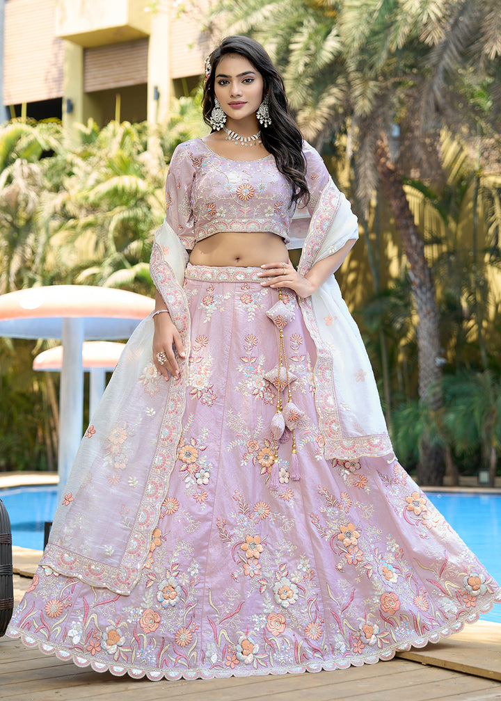 Buy Now Purple Heavy Embroidered Wedding Bridal Lehenga Choli Online in USA, UK, Canada, France, Italy, Germany, Australia, UAE & Worldwide at Empress Clothing.