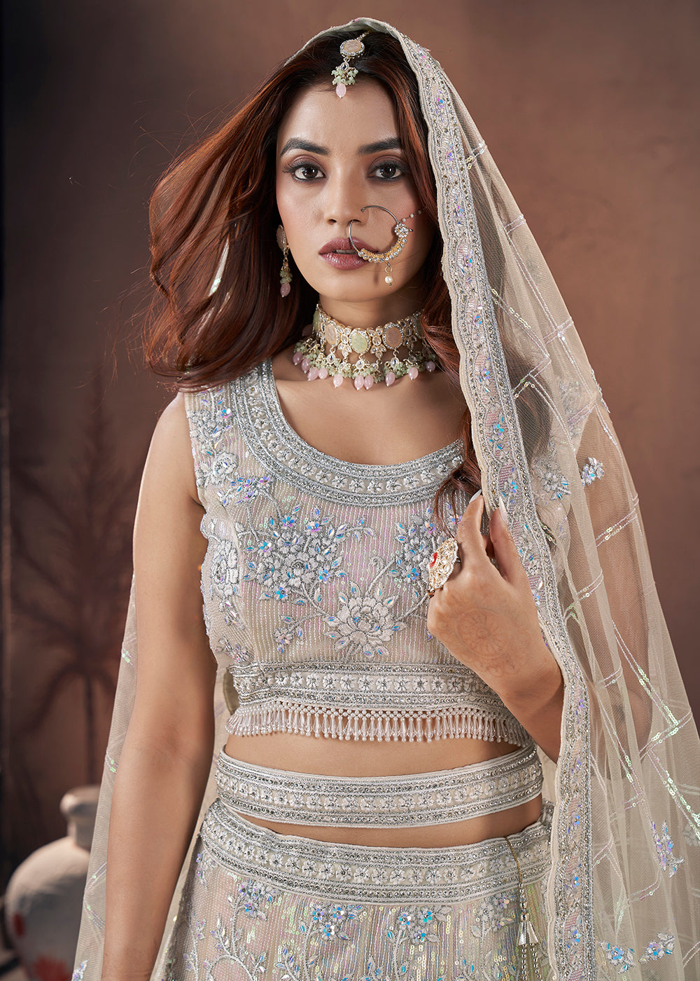 Buy Now Premium Net Heavy Off White Handwork Bridal Lehenga Choli Online in USA, UK, Canada & Worldwide at Empress Clothing.