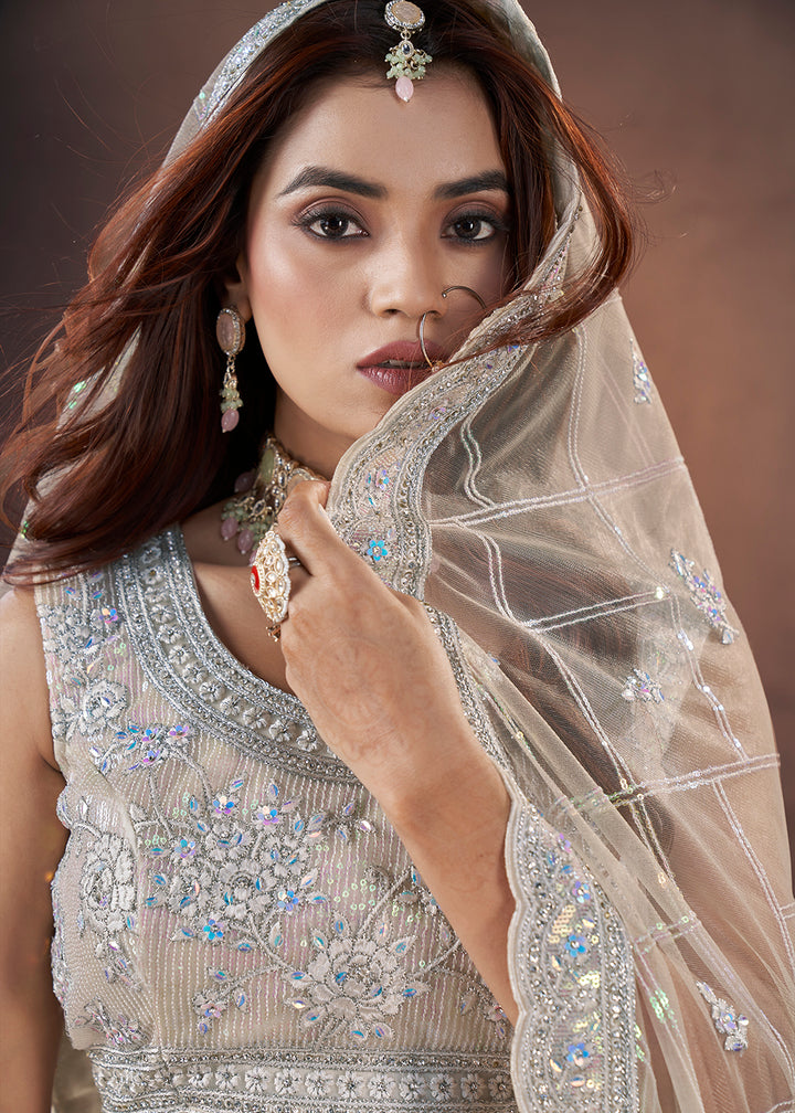 Buy Now Premium Net Heavy Off White Handwork Bridal Lehenga Choli Online in USA, UK, Canada & Worldwide at Empress Clothing.