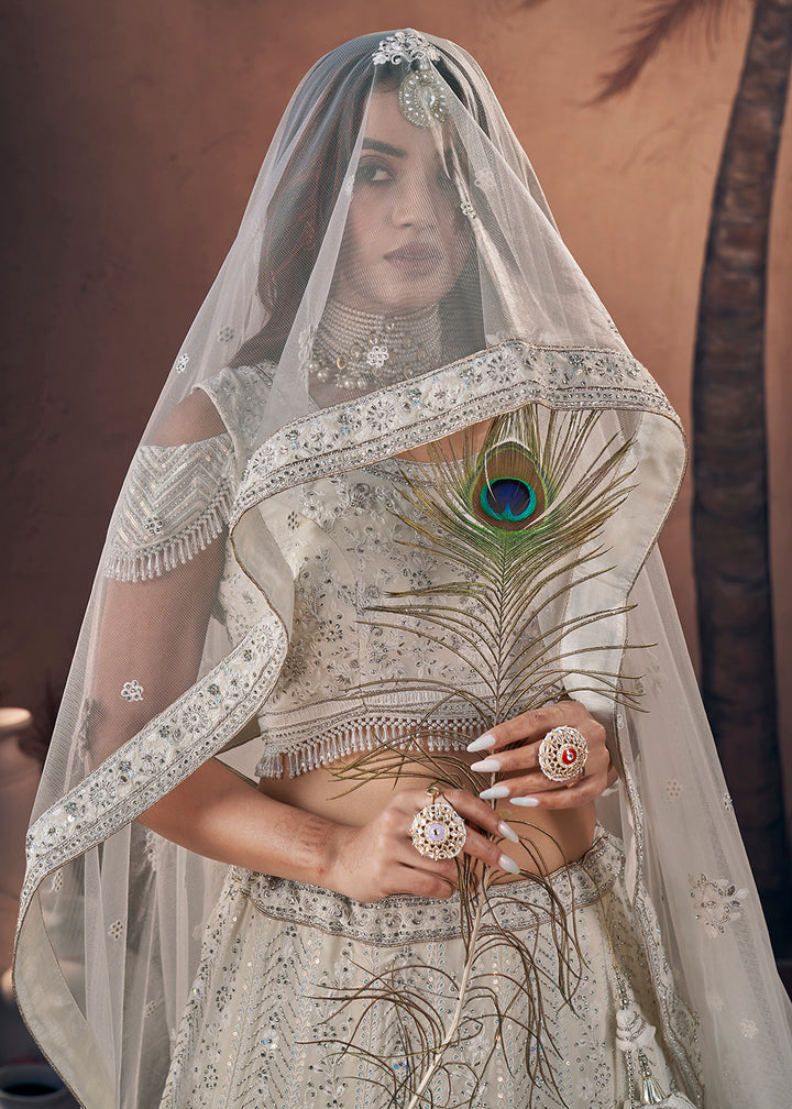 Buy Now Georgette Heavy Off White Handwork Bridal Lehenga Choli Online in USA, UK, Canada & Worldwide at Empress Clothing.