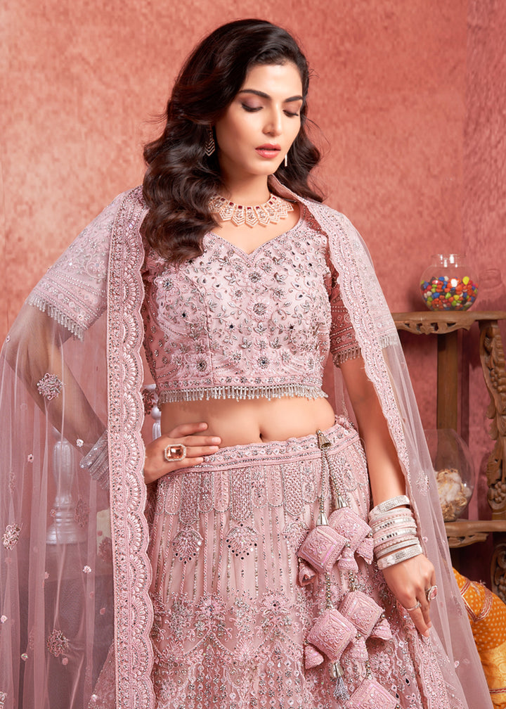 Buy Now Heavy Zarkan Embroidered Pink Bridal Lehenga Choli Online in USA, UK, Canada & Worldwide at Empress Clothing. 