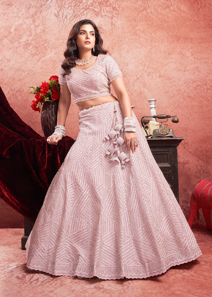 Buy Now Zarkan Heavy Embroidered Baby Pink Bridal Lehenga Choli Online in USA, UK, Canada & Worldwide at Empress Clothing. 