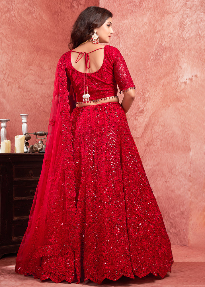 Buy Now Zarkan Heavy Embroidered Red Bridal Lehenga Choli Online in USA, UK, Canada & Worldwide at Empress Clothing.