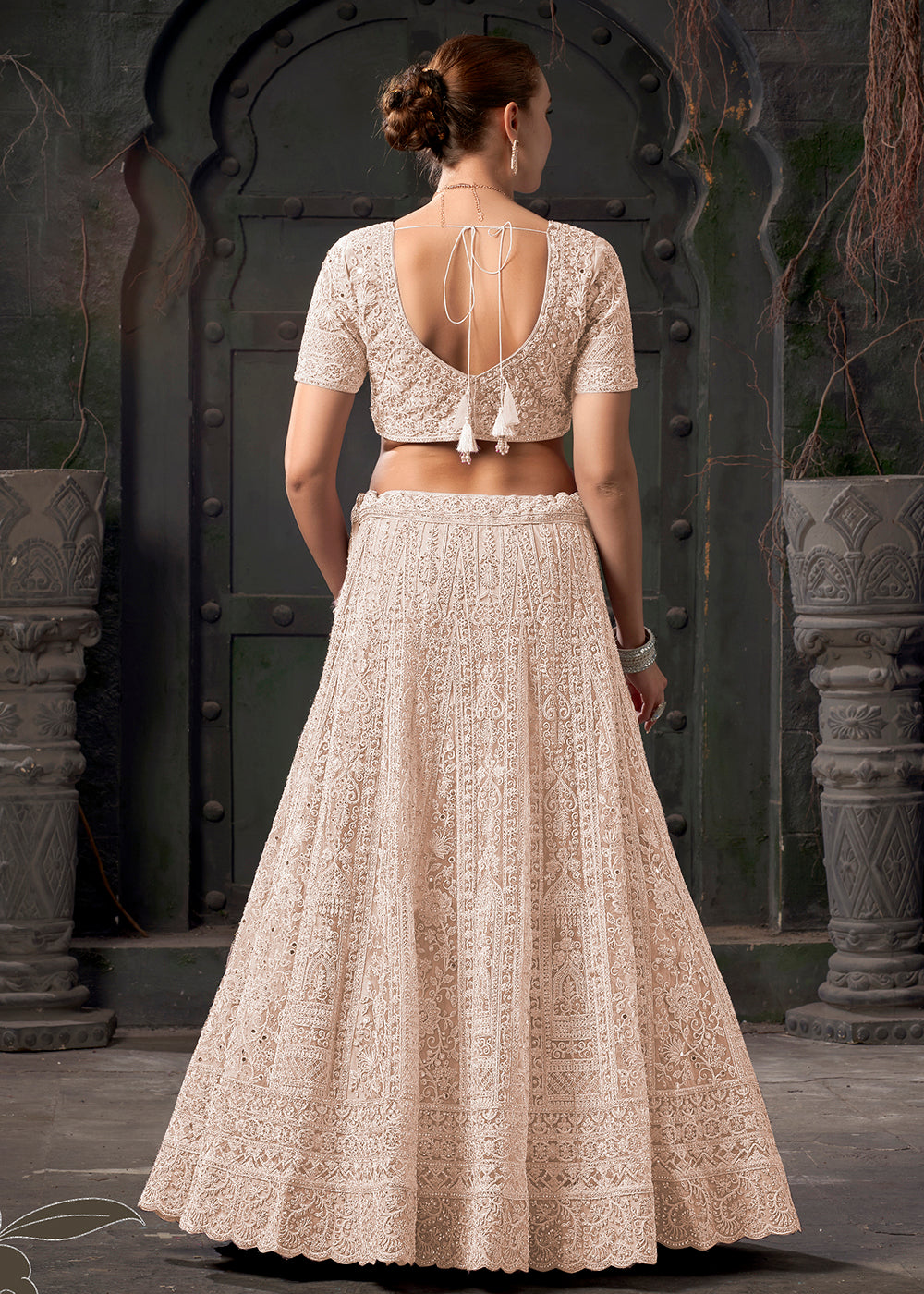 Buy Now Bridal Style Cream Embroidered Designer Lehenga Choli Online in USA, UK, Canada & Worldwide at Empress Clothing. 