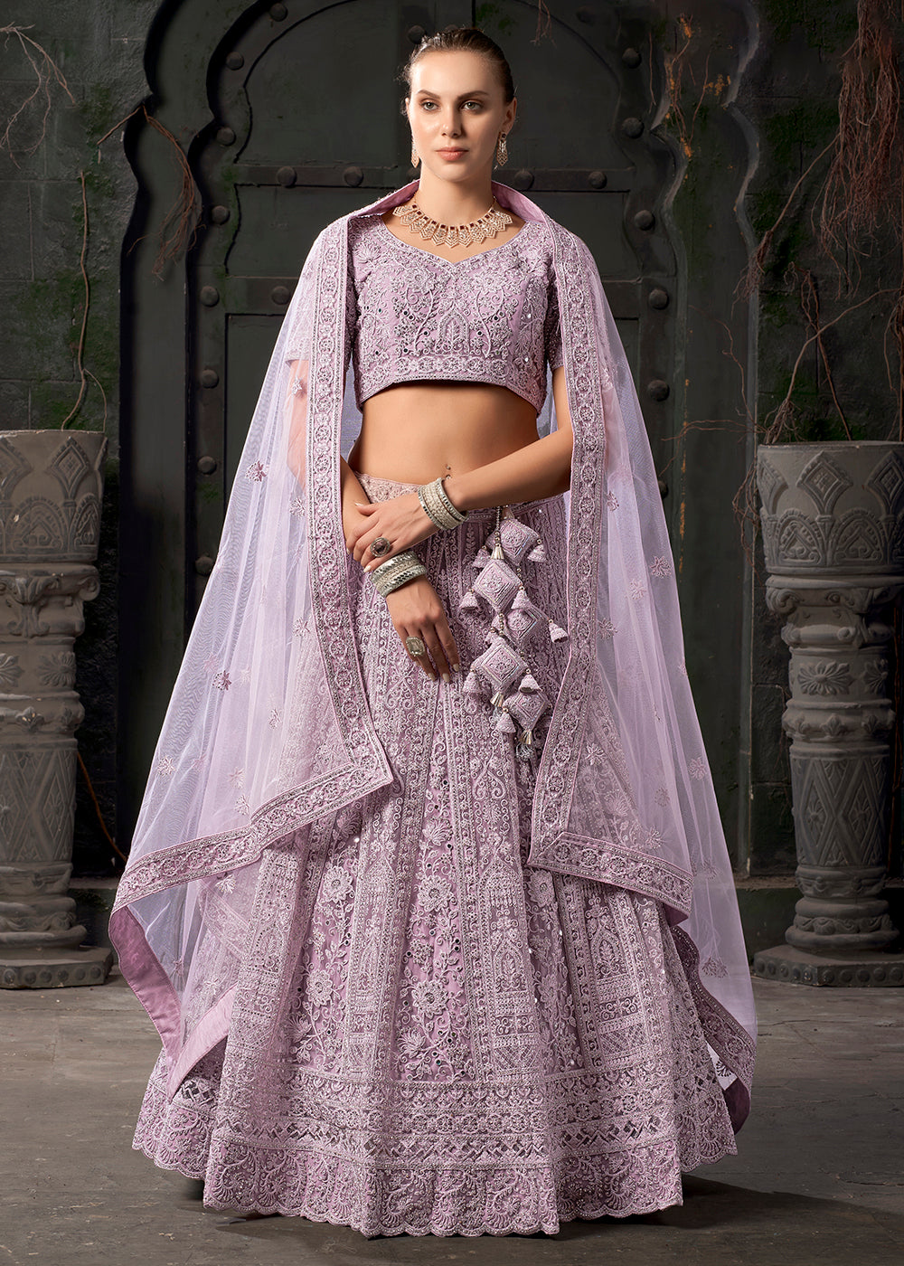 Buy Now Bridal Style Lavender Embroidered Designer Lehenga Choli Online in USA, UK, Canada & Worldwide at Empress Clothing.