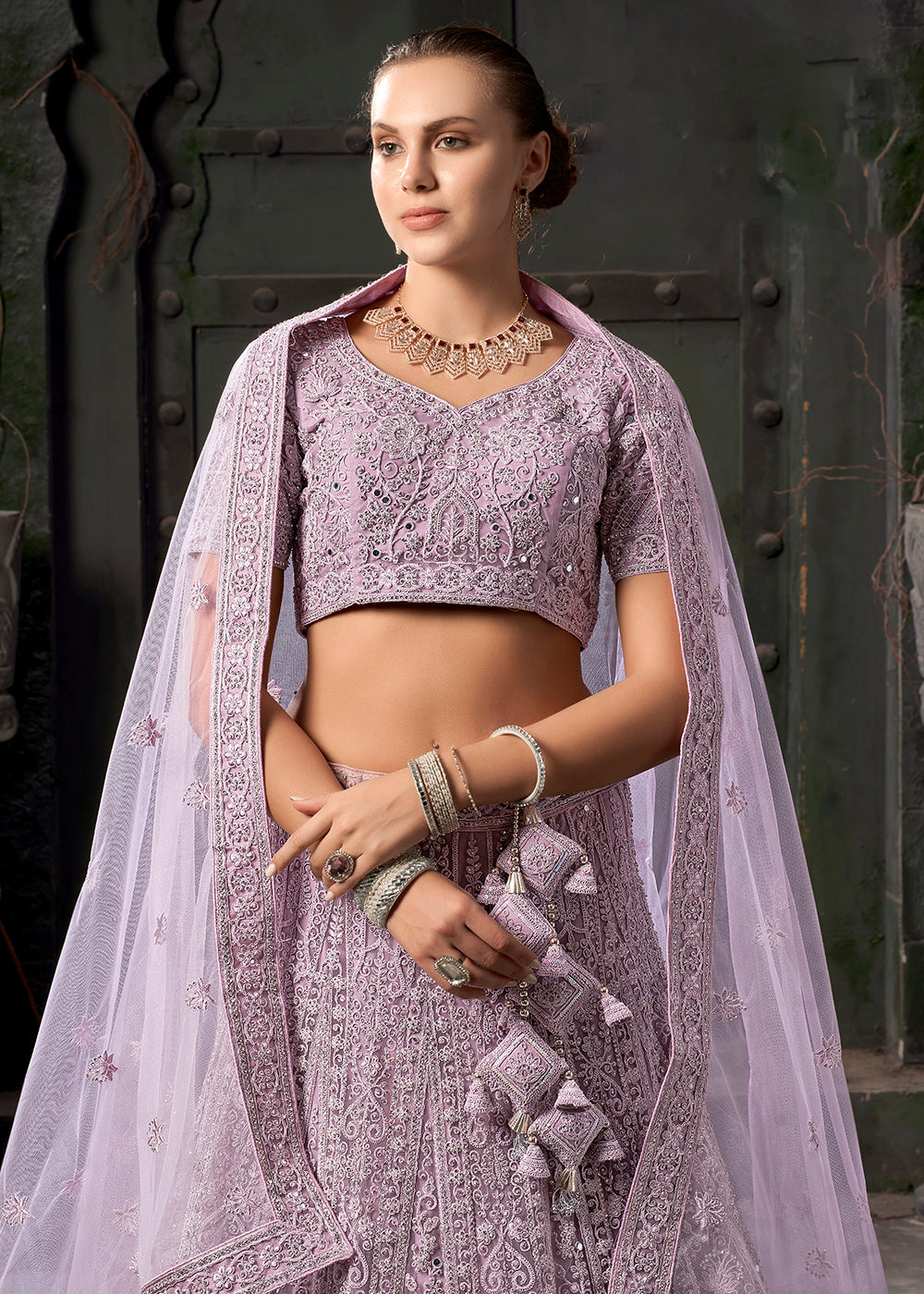 Buy Now Bridal Style Lavender Embroidered Designer Lehenga Choli Online in USA, UK, Canada & Worldwide at Empress Clothing.