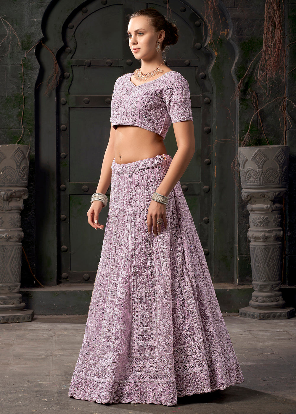 Buy Now Bridal Style Lavender Embroidered Designer Lehenga Choli Online in USA, UK, Canada & Worldwide at Empress Clothing.