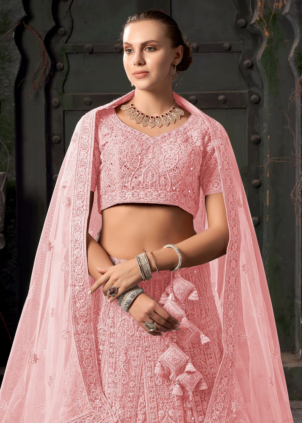 Buy Now Bridal Style Pink Embroidered Designer Lehenga Choli Online in USA, UK, Canada & Worldwide at Empress Clothing. 