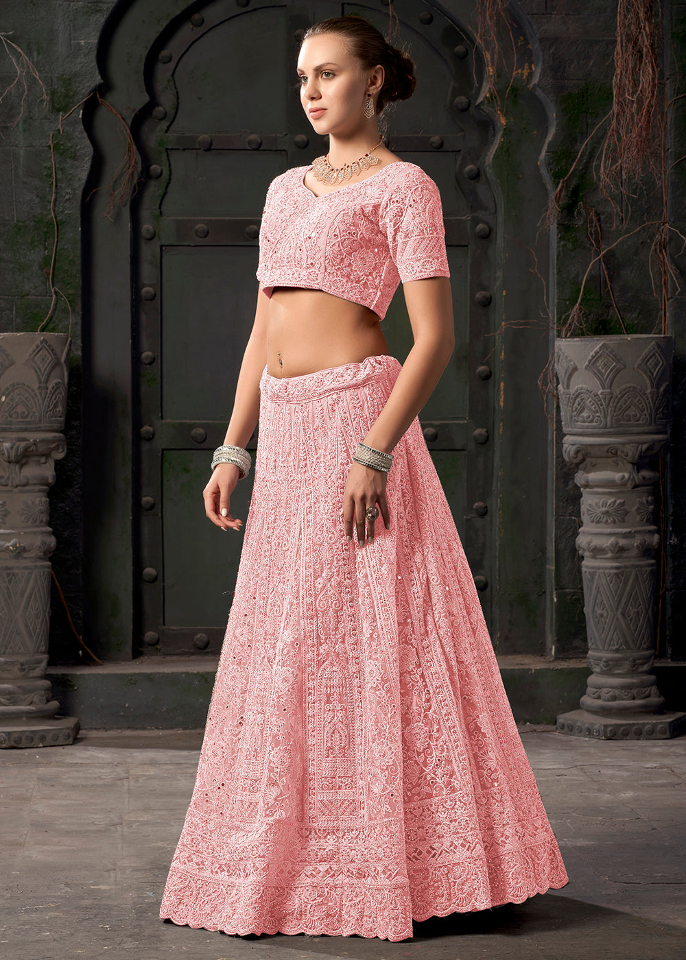 Buy Now Bridal Style Pink Embroidered Designer Lehenga Choli Online in USA, UK, Canada & Worldwide at Empress Clothing. 