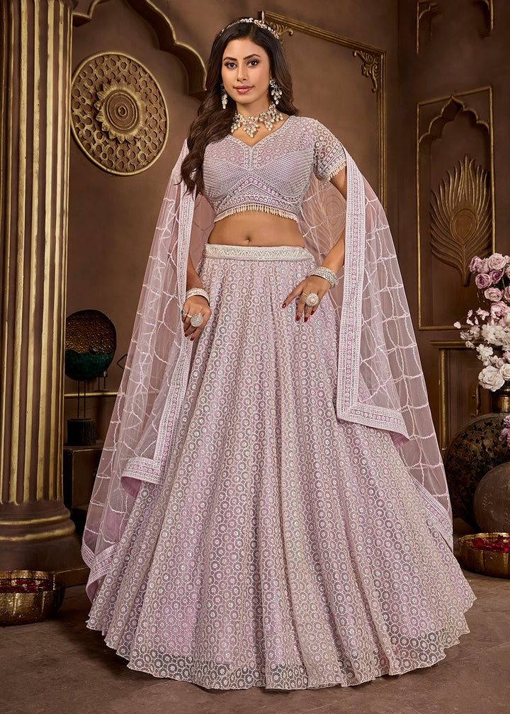 Buy Now Lavender Heavy Embroidered Designer Bridal Lehenga Choli Online in USA, UK, Canada, UAE & Worldwide at Empress Clothing.