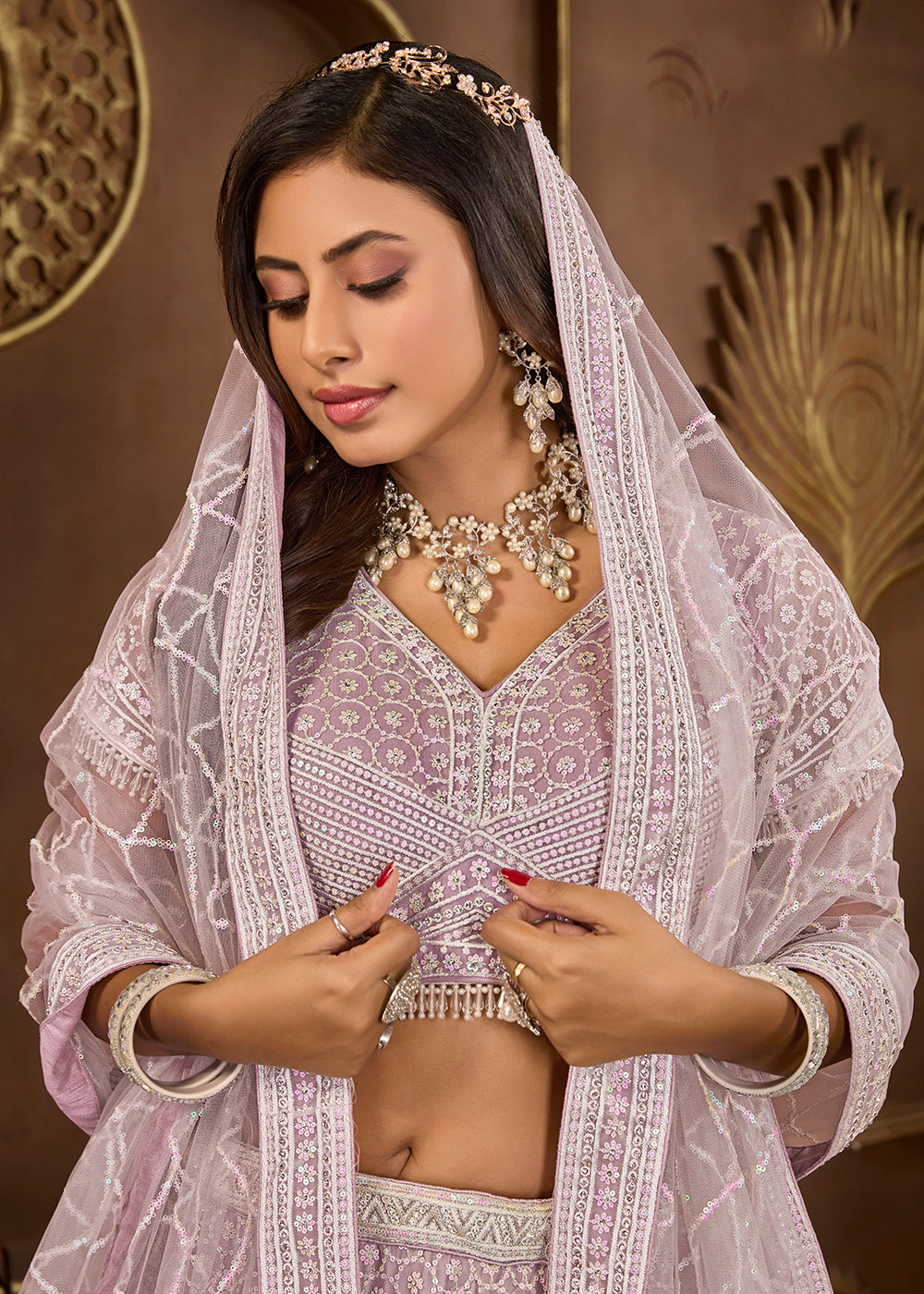 Buy Now Lavender Heavy Embroidered Designer Bridal Lehenga Choli Online in USA, UK, Canada, UAE & Worldwide at Empress Clothing.