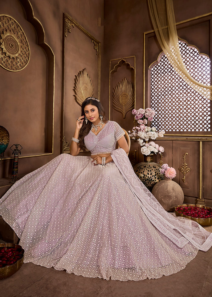 Buy Now Lavender Heavy Embroidered Designer Bridal Lehenga Choli Online in USA, UK, Canada, UAE & Worldwide at Empress Clothing.