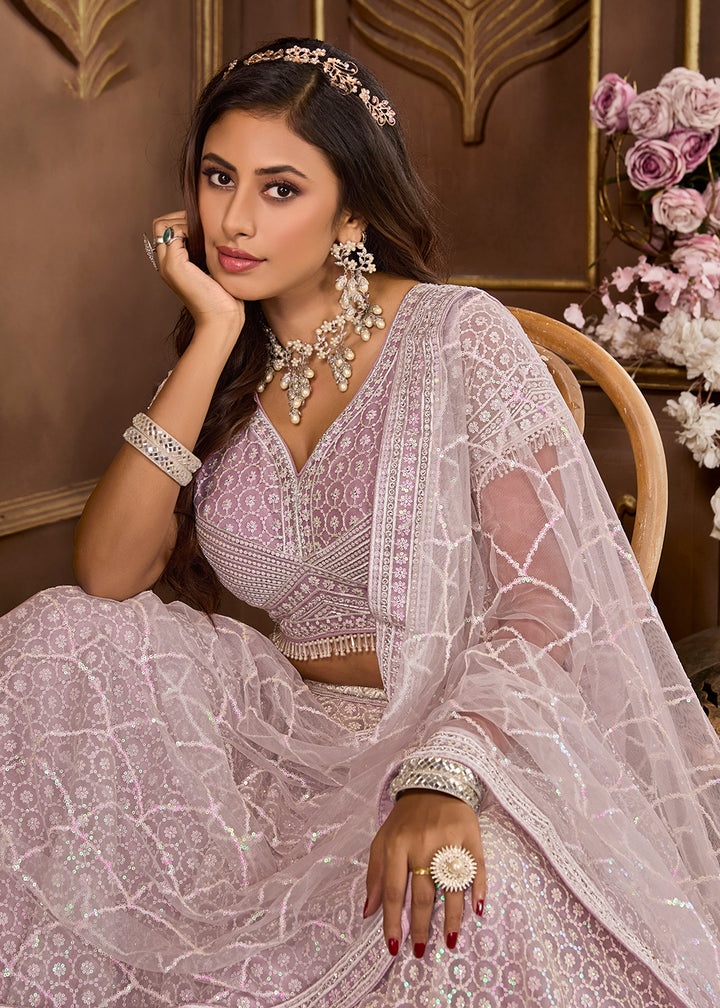 Buy Now Lavender Heavy Embroidered Designer Bridal Lehenga Choli Online in USA, UK, Canada, UAE & Worldwide at Empress Clothing.