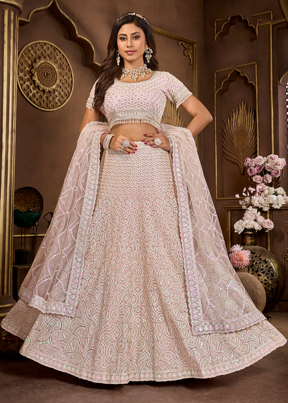 Buy Now Pink Heavy Embroidered Designer Bridal Lehenga Choli Online in USA, UK, Canada, UAE & Worldwide at Empress Clothing.