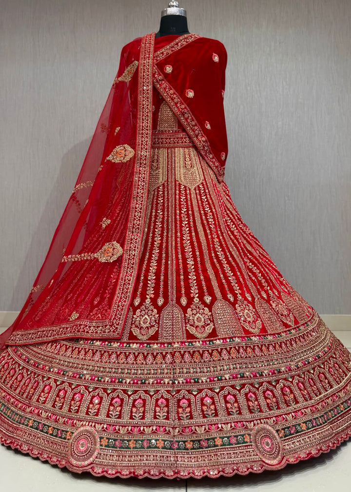 Buy Now Graceful Rani Bridal Wear Lehenga Choli with Dual Dupatta Online in US, UK, Canada, France, Italy, Greece, Sweden, Denmark, UAE &amp; Worldwide at Empress.