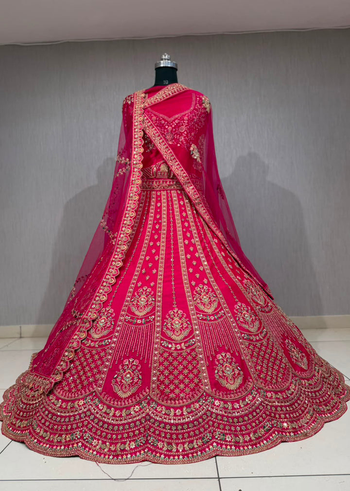 Buy Now Regal Hot Pink Bridal Wear Lehenga Choli with Dual Dupatta Online in US, UK, Canada, France, Italy, Greece, Sweden, Denmark, UAE &amp; Worldwide at Empress.