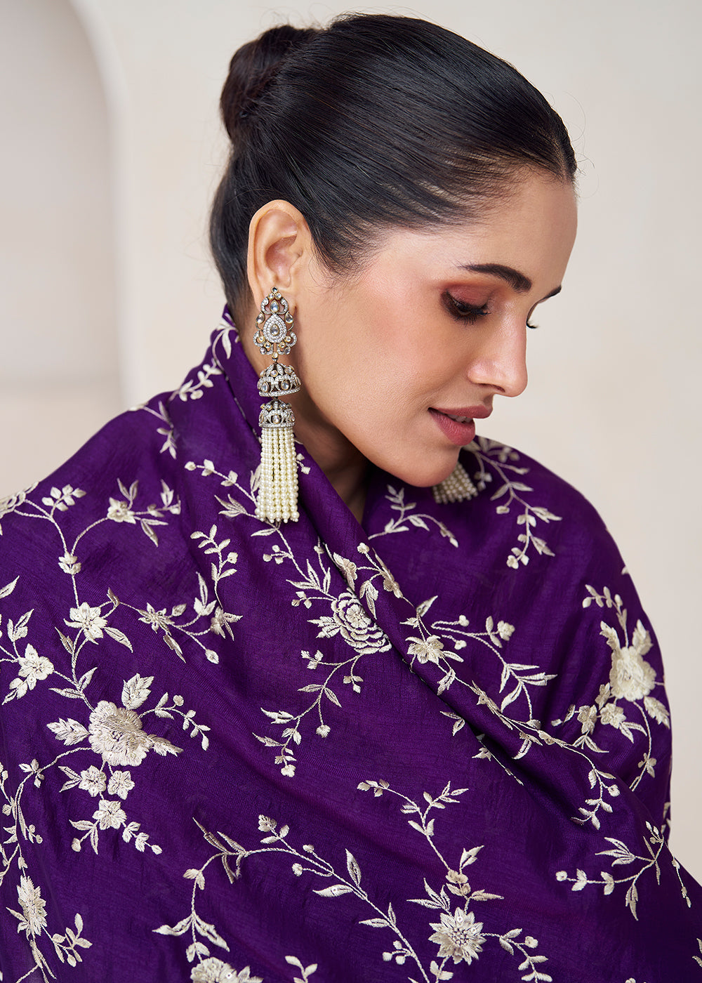 Buy Now Topnotch Purple Embroidered Premium Silk Anarkali Suit Online in USA, UK, Australia, New Zealand, Canada & Worldwide at Empress Clothing