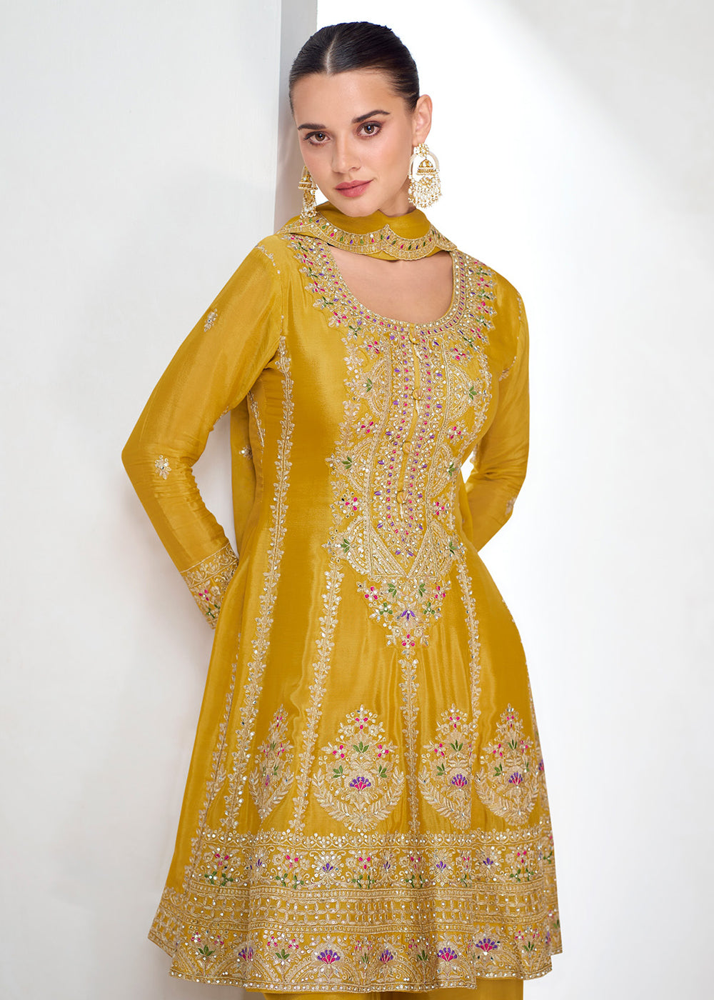 Buy Now Yellow Festive Style Embroidered Trendy Palazzo Suit Online in USA, UK, Canada, Germany & Worldwide at Empress Clothing.