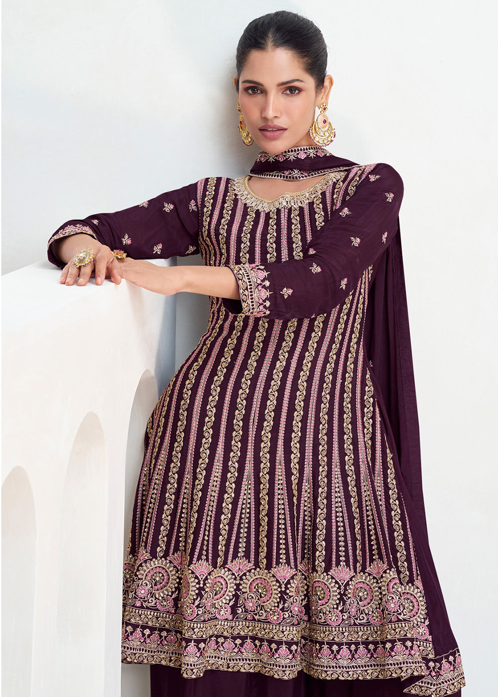 Shop Now Purple Festive Style Embroidered Trendy Gharara Suit Online at Empress Clothing in USA, UK, Canada, Germany, UAE & Worldwide.