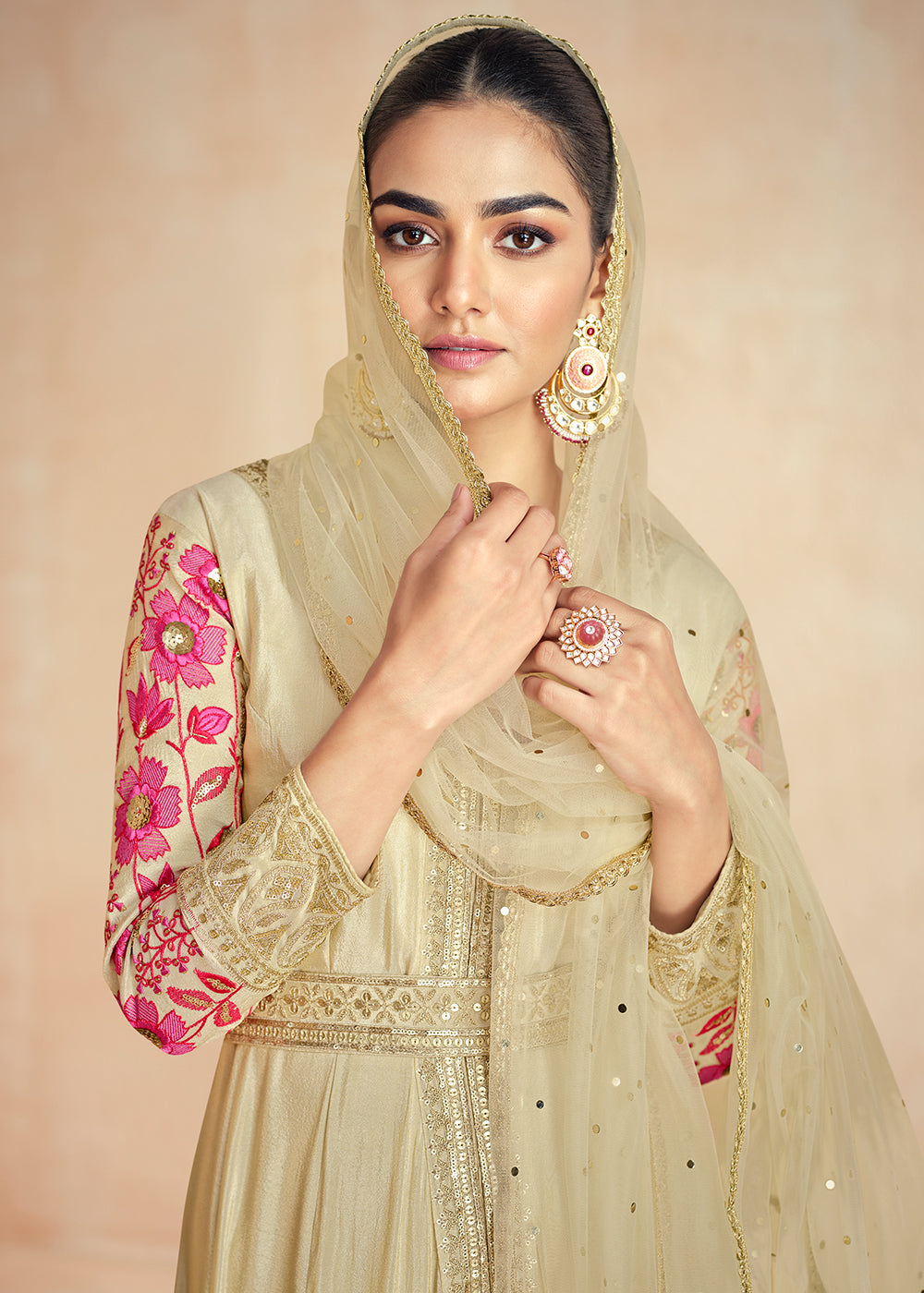 gold anarkali dress uk Zarnigaar Soft Gold Chikankari Anarkali Suit