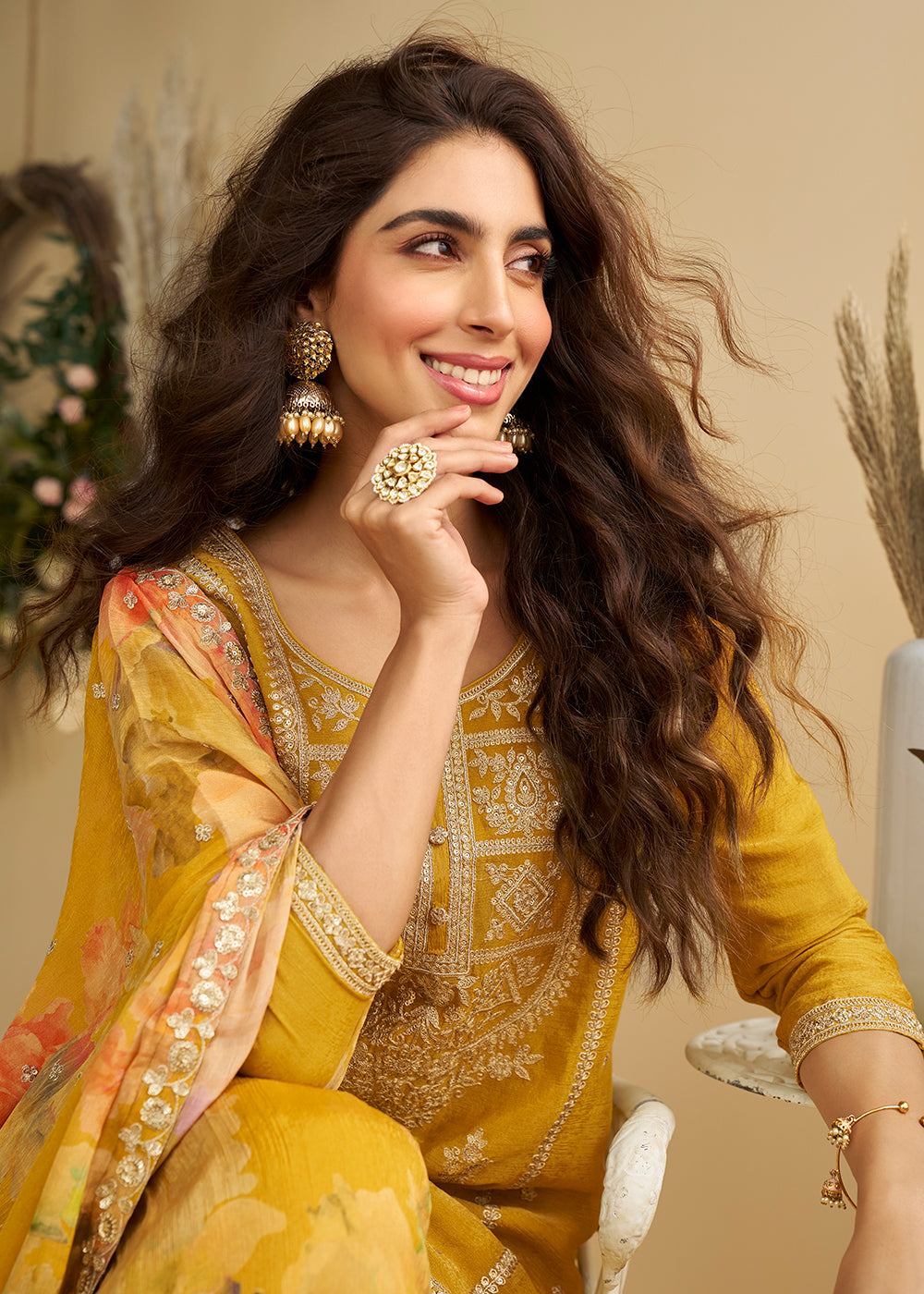 Buy Now Yellow Wedding Festive Gharara Suit Online in USA, UK, Canada, Germany, Italy, France, Austria, Denmark, UAE, Singapore & Worldwide at Empress.