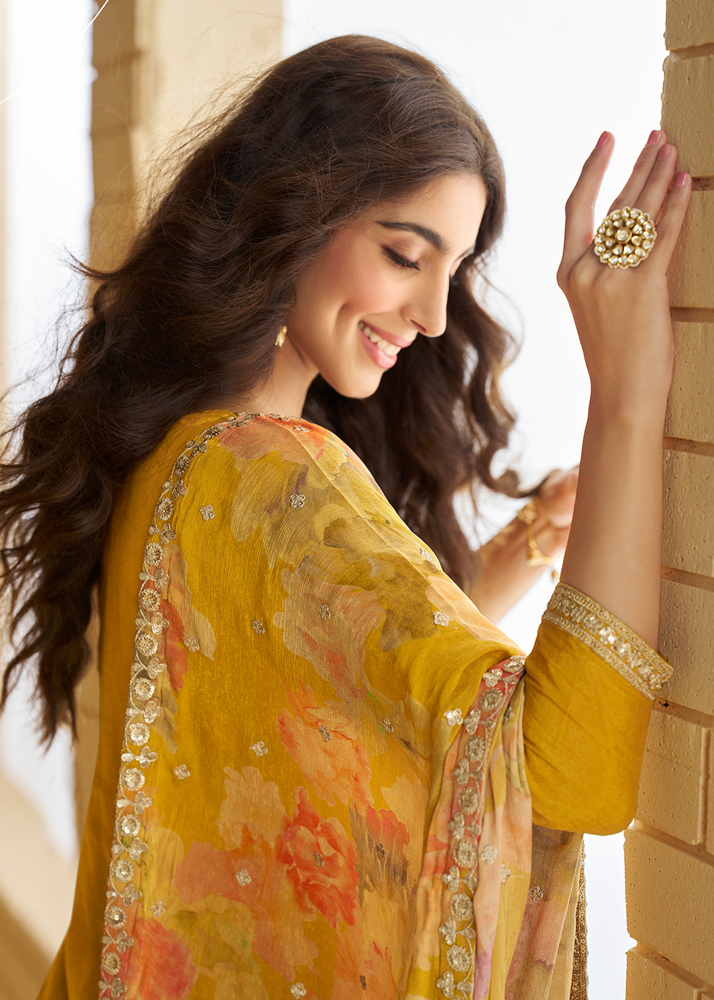 Buy Now Yellow Wedding Festive Gharara Suit Online in USA, UK, Canada, Germany, Italy, France, Austria, Denmark, UAE, Singapore & Worldwide at Empress.