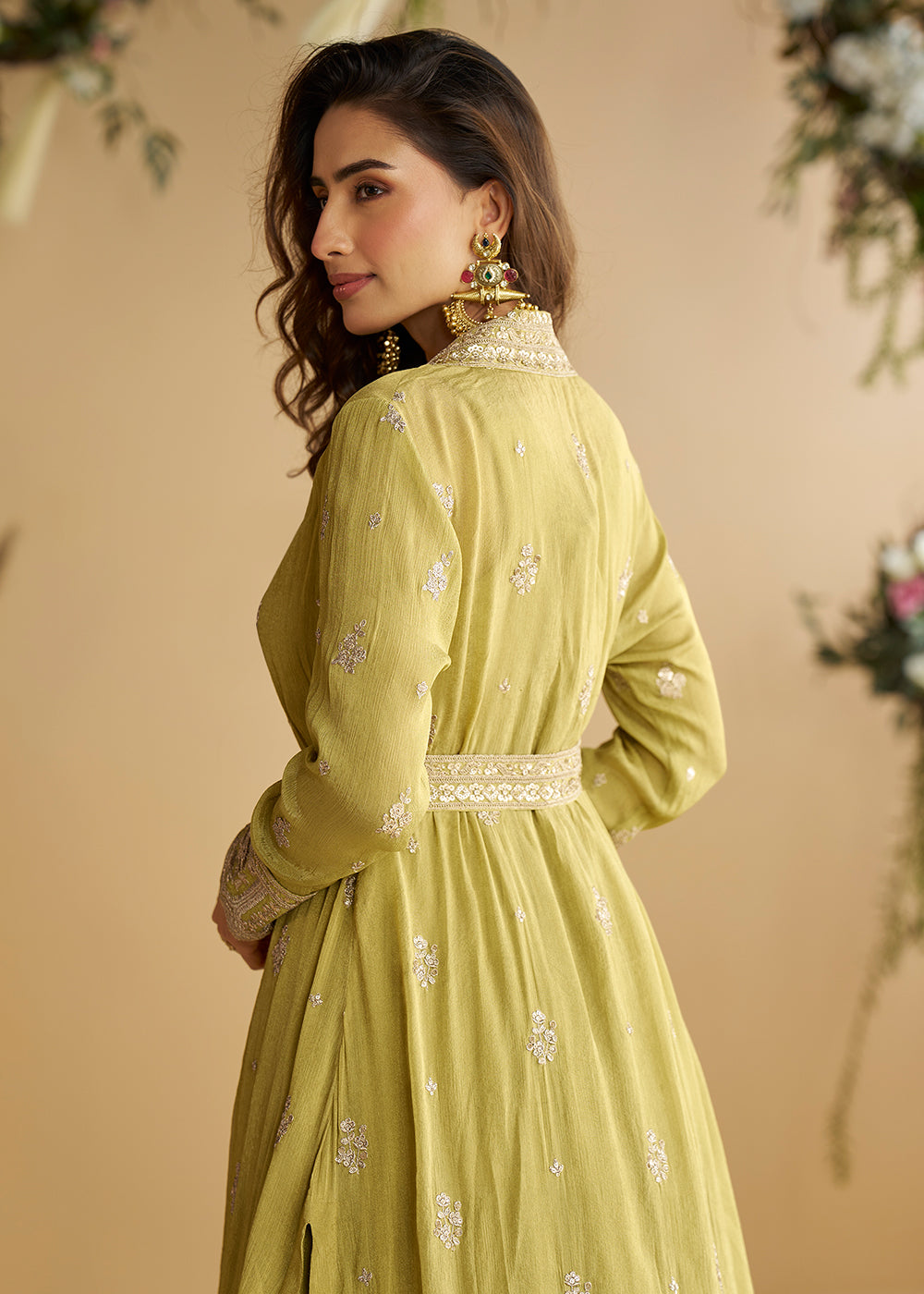 Buy Now Green Jacket Style Wedding Designer Anarkali Suit Online in USA, UK, Germany, France, Italy, Canada, Australia, UAE, Maldives & Worldwide at Empress.
