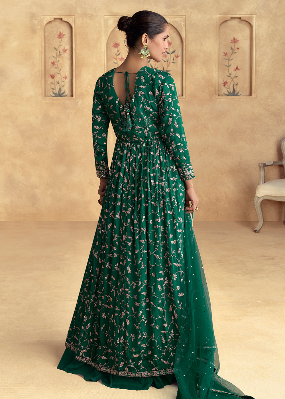 Buy Now Green Embroidered Chinnon Wedding Party Suit Online in USA, UK, Canada, Germany & Worldwide at Empress Clothing. 