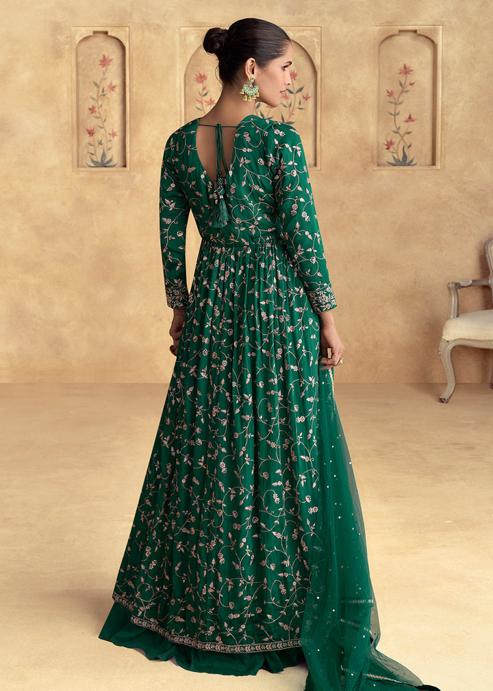 Buy Now Green Embroidered Chinnon Wedding Party Suit Online in USA, UK, Canada, Germany & Worldwide at Empress Clothing. 