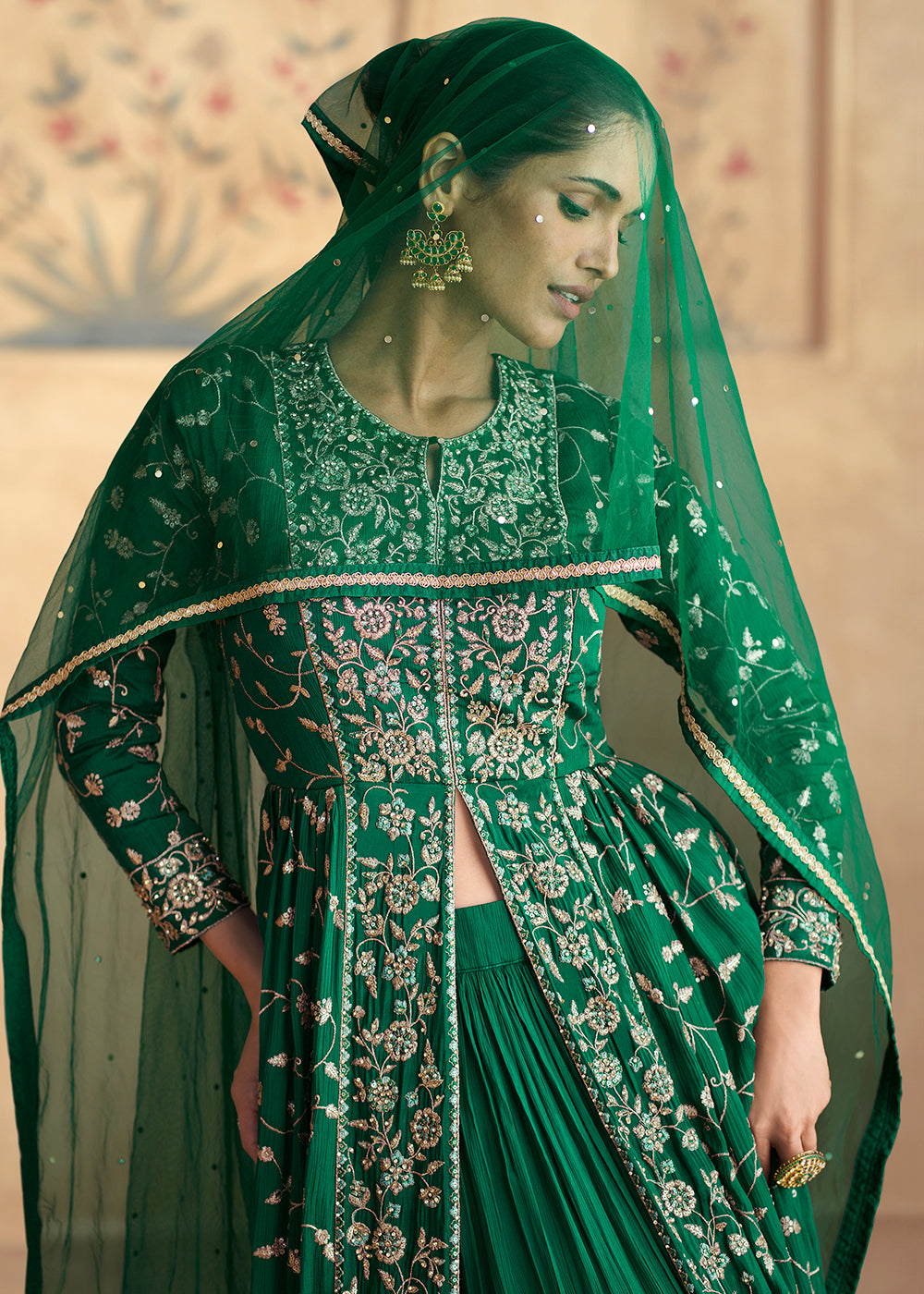 Buy Now Green Embroidered Chinnon Wedding Party Suit Online in USA, UK, Canada, Germany & Worldwide at Empress Clothing. 