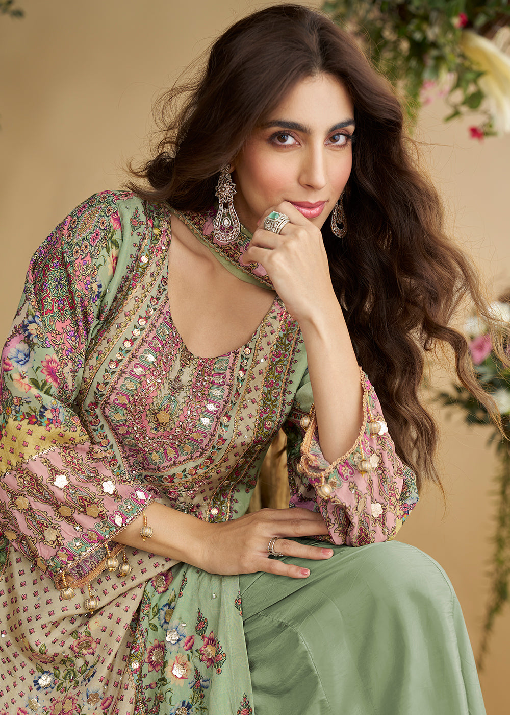 Buy Now Multi Pista Trendy Crepe Printed Palazzo Style Suit Online in Newark, Miami, Toronto, London, Bayern, Austin, Denver, New York & Worldwide at Empress.