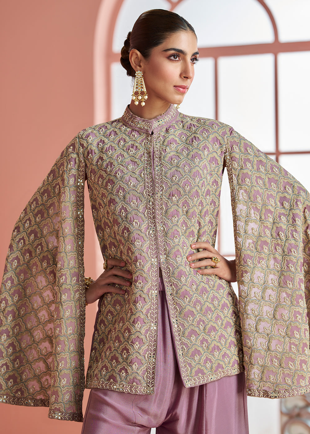 Buy Now Purple Indo Western Style Designer Party Palazzo Suit Online in Newark, Orlando, Toronto, Manchester, Bayern, Austin, New York & Worldwide at Empress.
