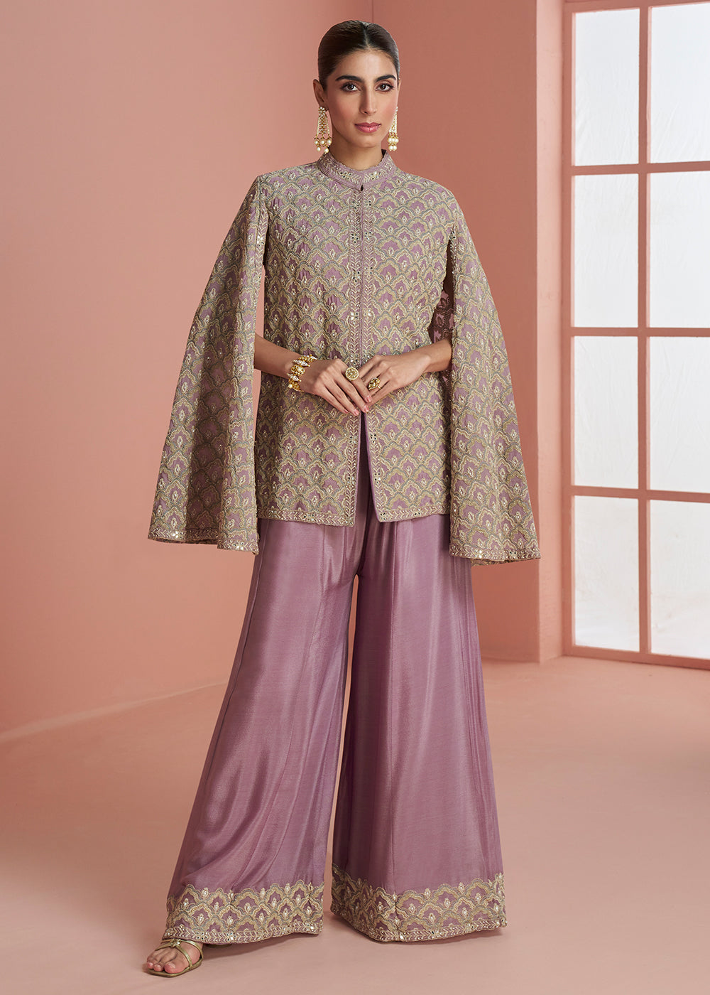 Buy Now Purple Indo Western Style Designer Party Palazzo Suit Online in Newark, Orlando, Toronto, Manchester, Bayern, Austin, New York & Worldwide at Empress.