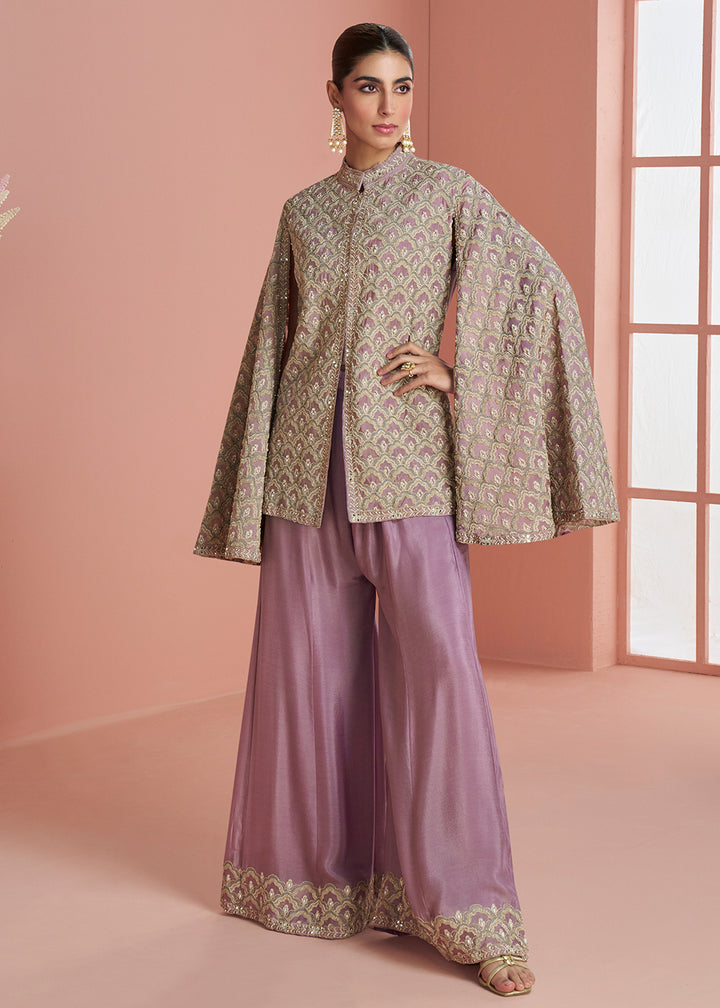 Buy Now Purple Indo Western Style Designer Party Palazzo Suit Online in Newark, Orlando, Toronto, Manchester, Bayern, Austin, New York & Worldwide at Empress.