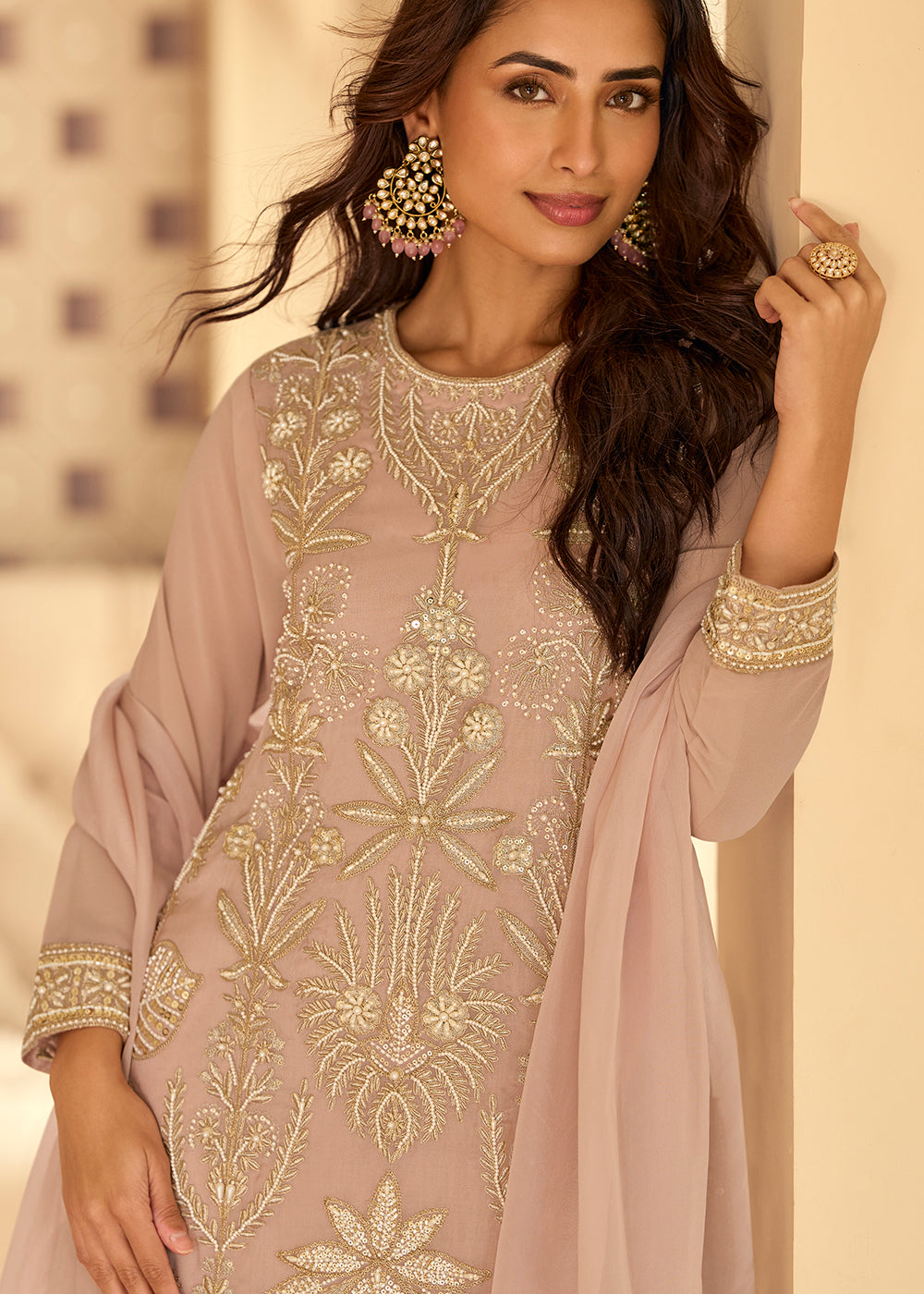 Buy Now Beautiful Pink Designer Designer Trouser Style Salwar Suit Online in Miami, Toronto, London, Bayern, Austin, Denver, New York & Worldwide at Empress.